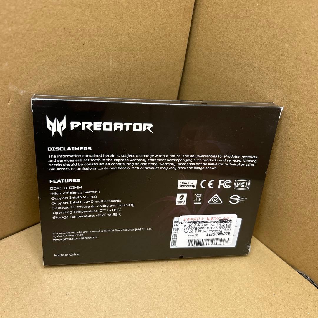 メモリー Acer Predator Pallas II DDR5 64GB 32GBx2