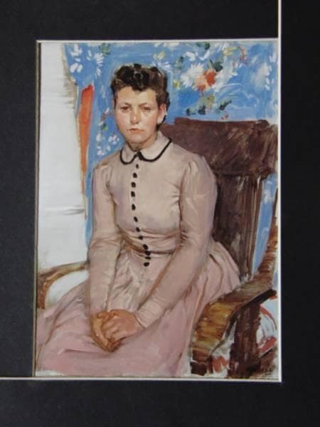 小磯良平、婦人像、希少画集画、新品高級額、額装付、状態良好、油彩 人物