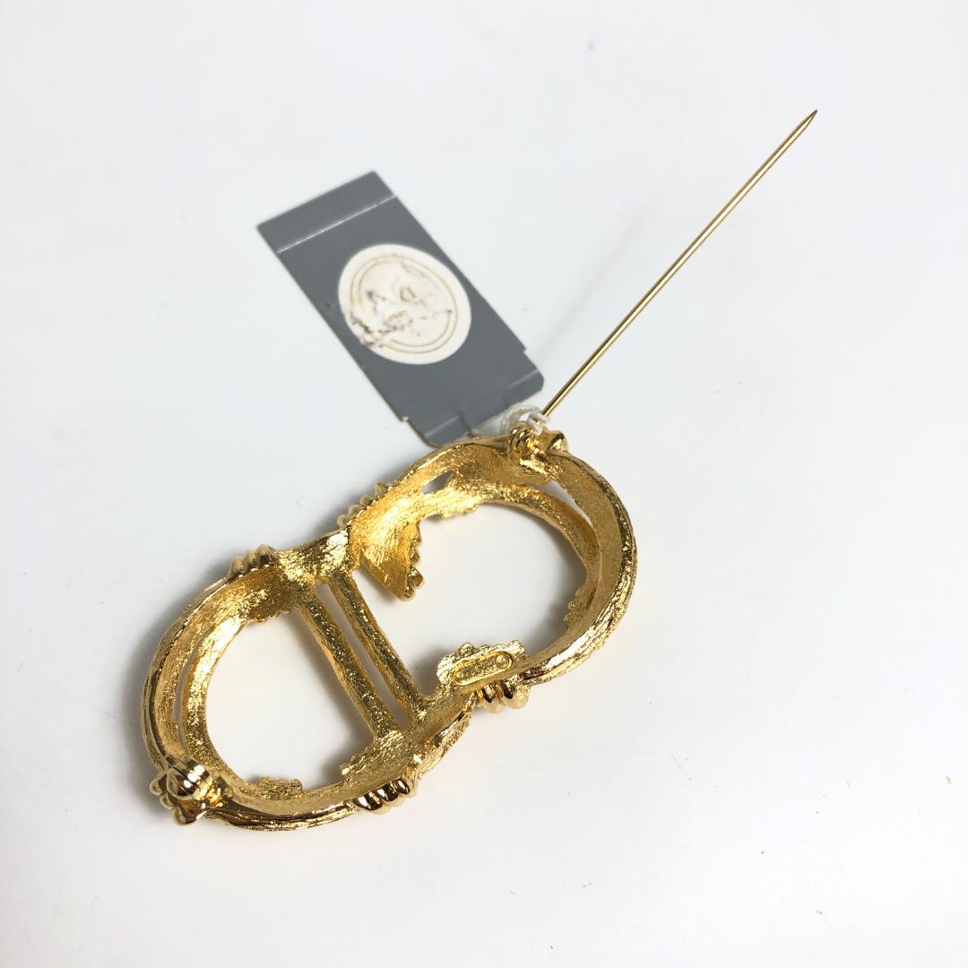 【未使用保管品】1E135/ディオール/ブローチ/CDロゴ/ゴールド/オールド