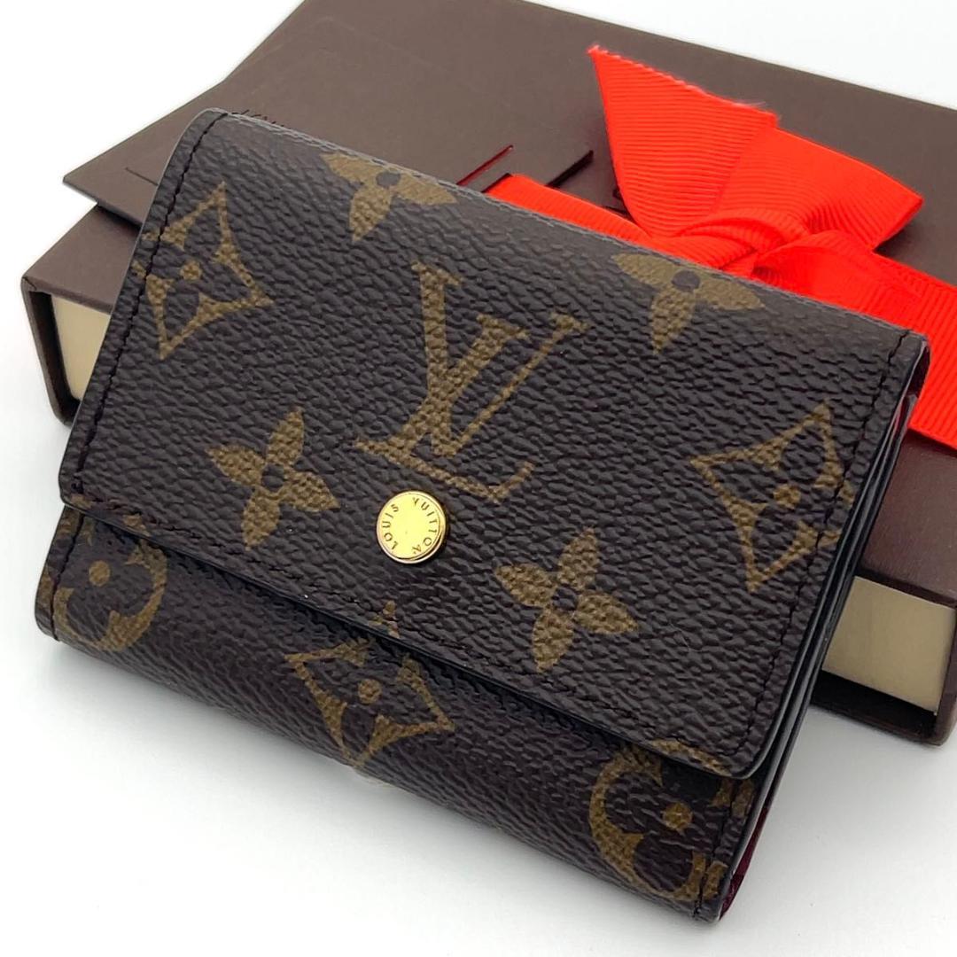 極美品★LV モノグラム 三つ折り財布 小銭入れ無し コンパクト スリム