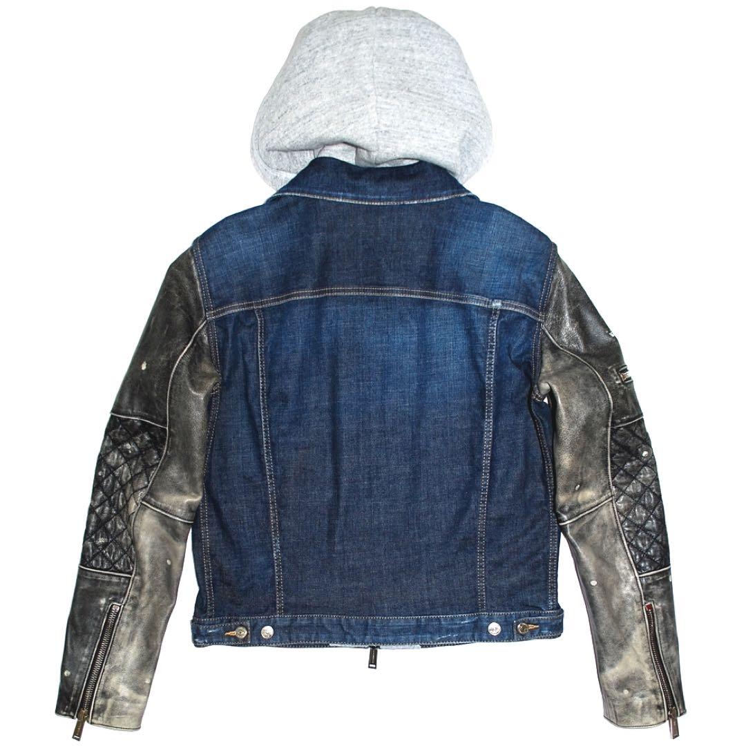 定価28万希少・新品・タグ付　袖レザーハイブリッド デニムジャケット サイズ44