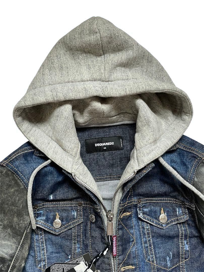 定価28万希少・新品・タグ付　袖レザーハイブリッド デニムジャケット サイズ44