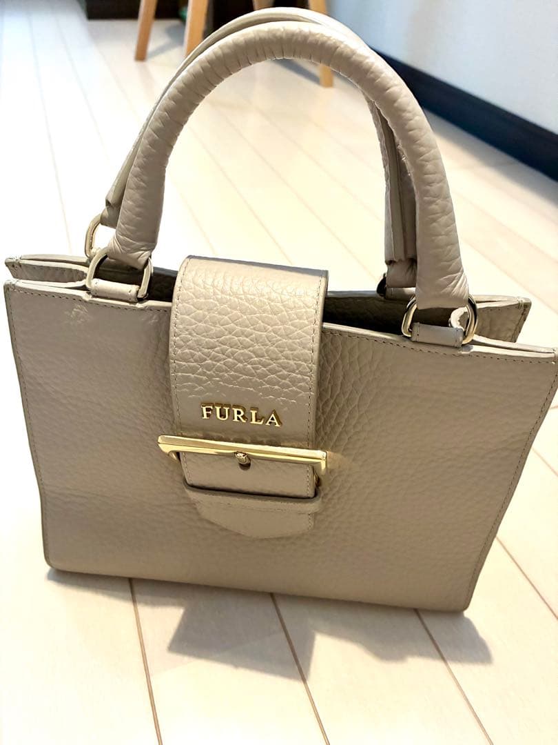 FURLA グレー ジュ　ハンドバッグ 保存袋付き