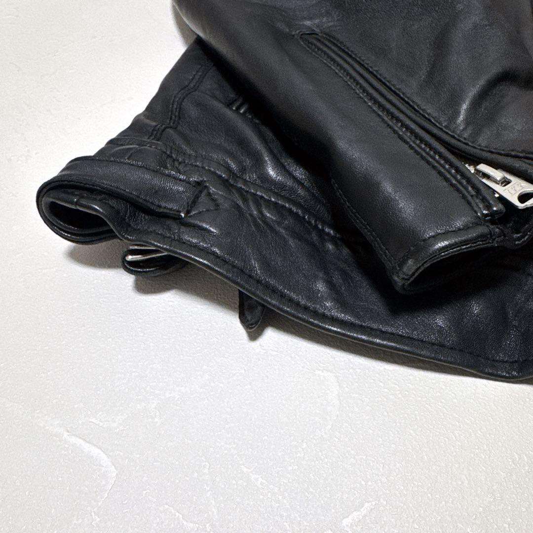 【極美品】XLサイズ ナノユニバース シープスキン シングルライダース 黒 赤