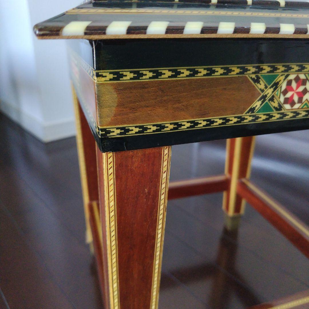 アンティーク 象嵌 寄木細工 天然木 ウッドチェア 飾り台