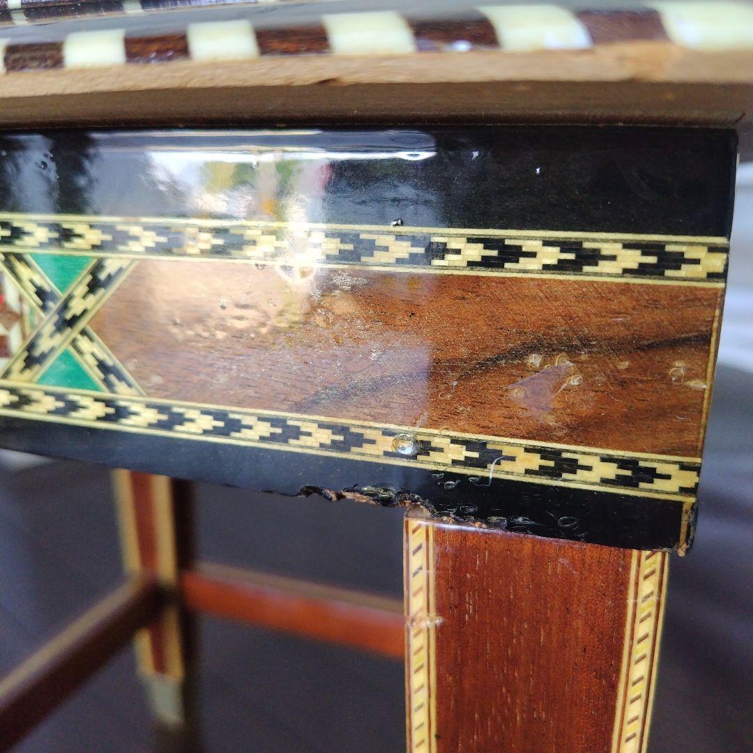 アンティーク 象嵌 寄木細工 天然木 ウッドチェア 飾り台