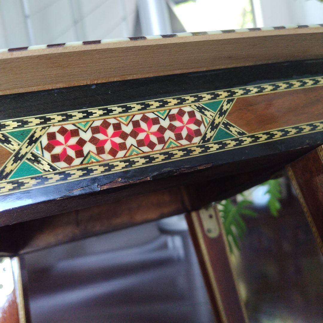 アンティーク 象嵌 寄木細工 天然木 ウッドチェア 飾り台