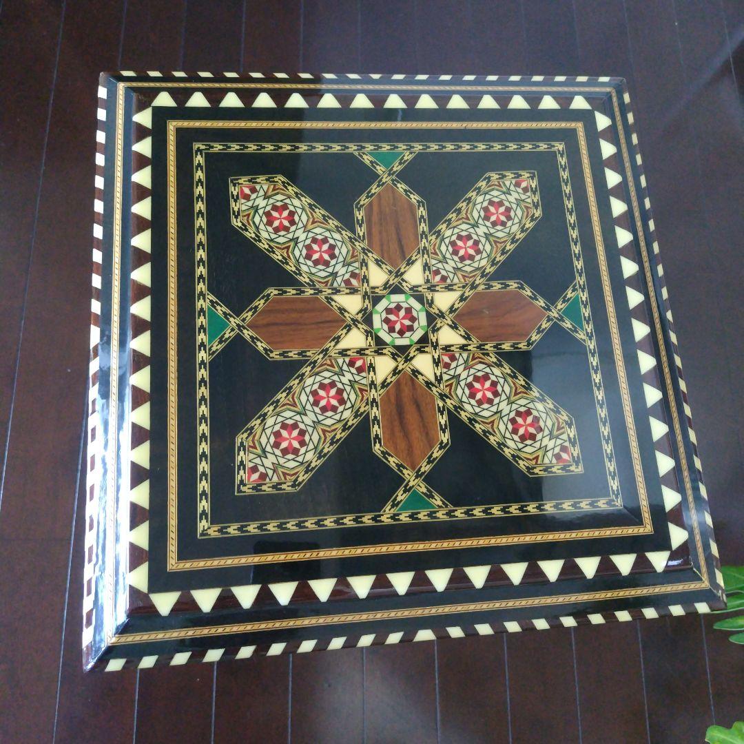 アンティーク 象嵌 寄木細工 天然木 ウッドチェア 飾り台