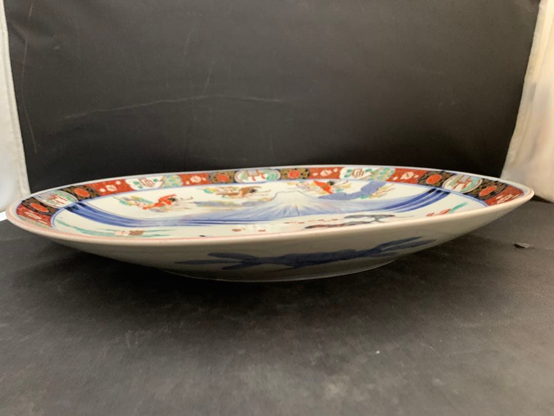 古伊万里　富士山　色絵金彩　大皿　約直径40㎝