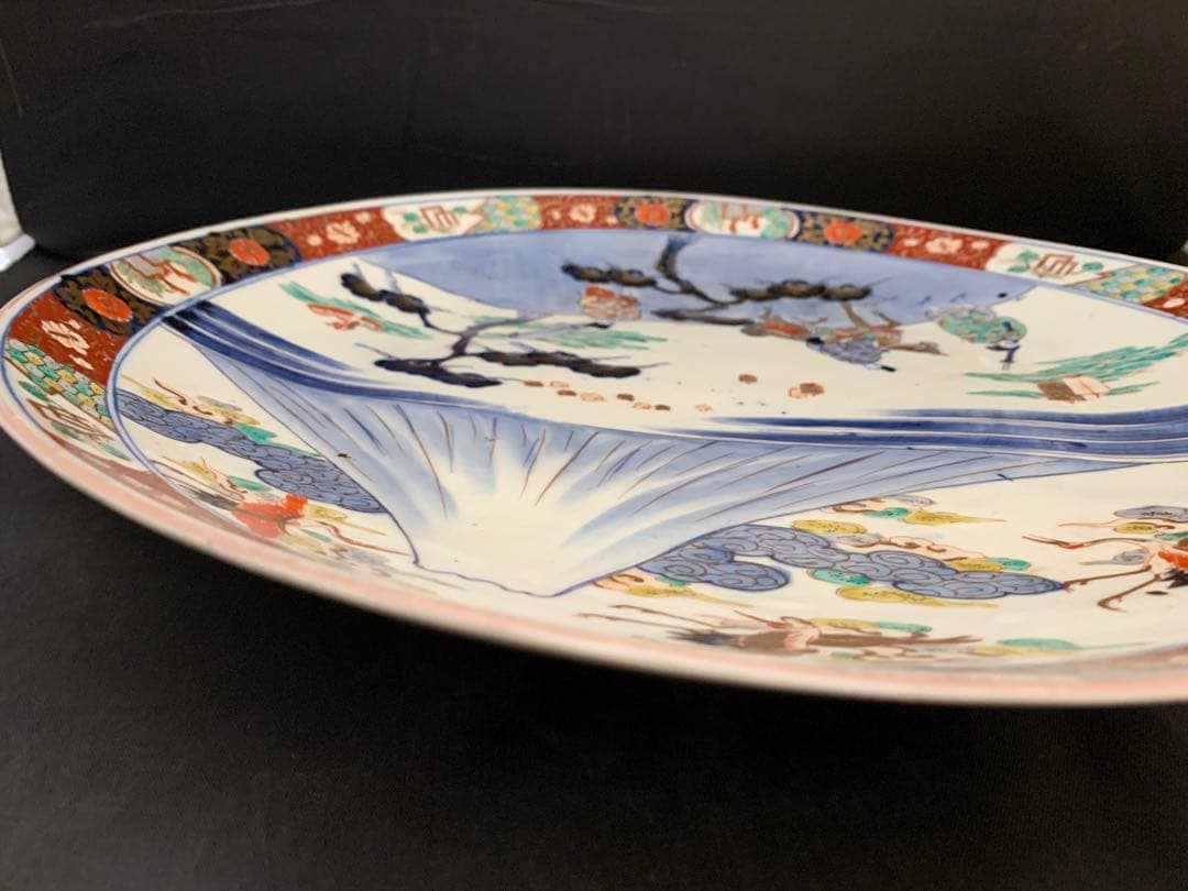 古伊万里　富士山　色絵金彩　大皿　約直径40㎝