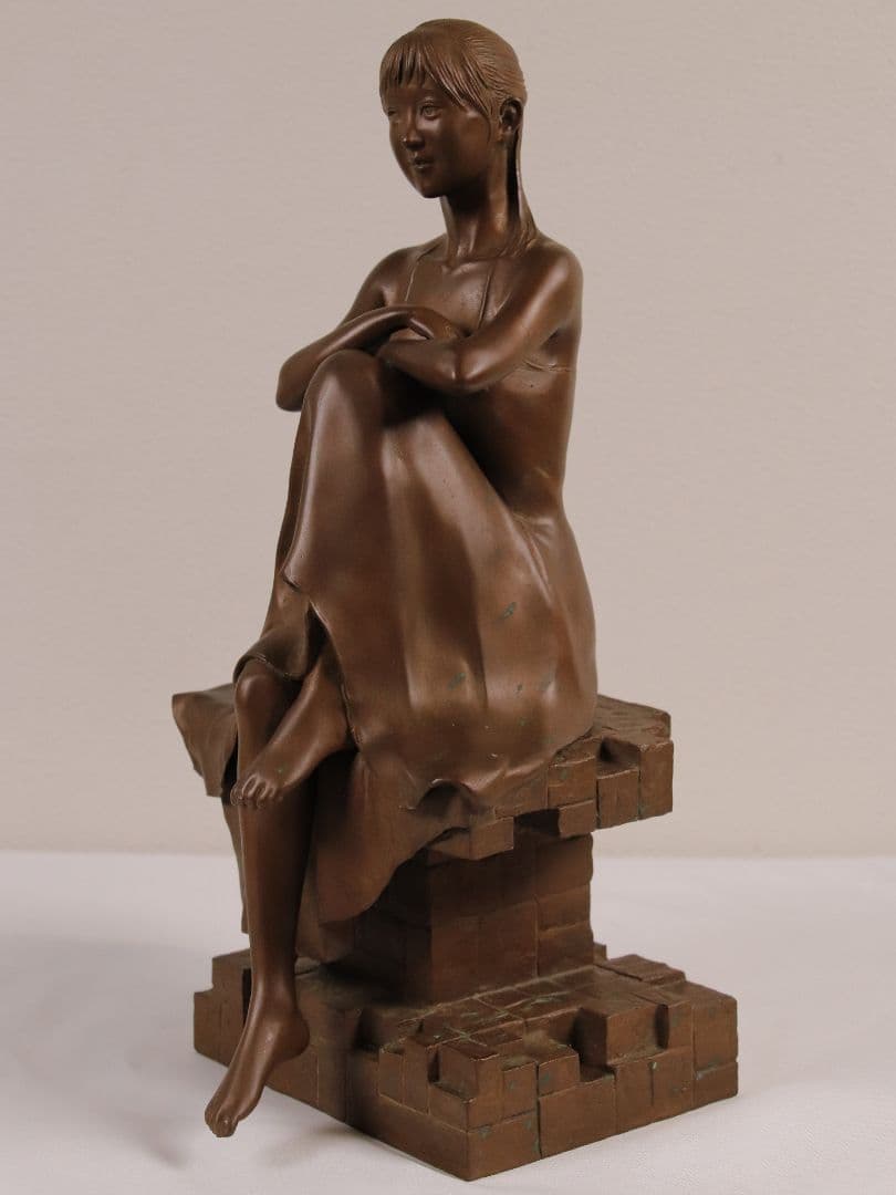 高岡銅器 稲田喜秀 プロムナード 限定31/750 鋳銅製 置物 女性 M878