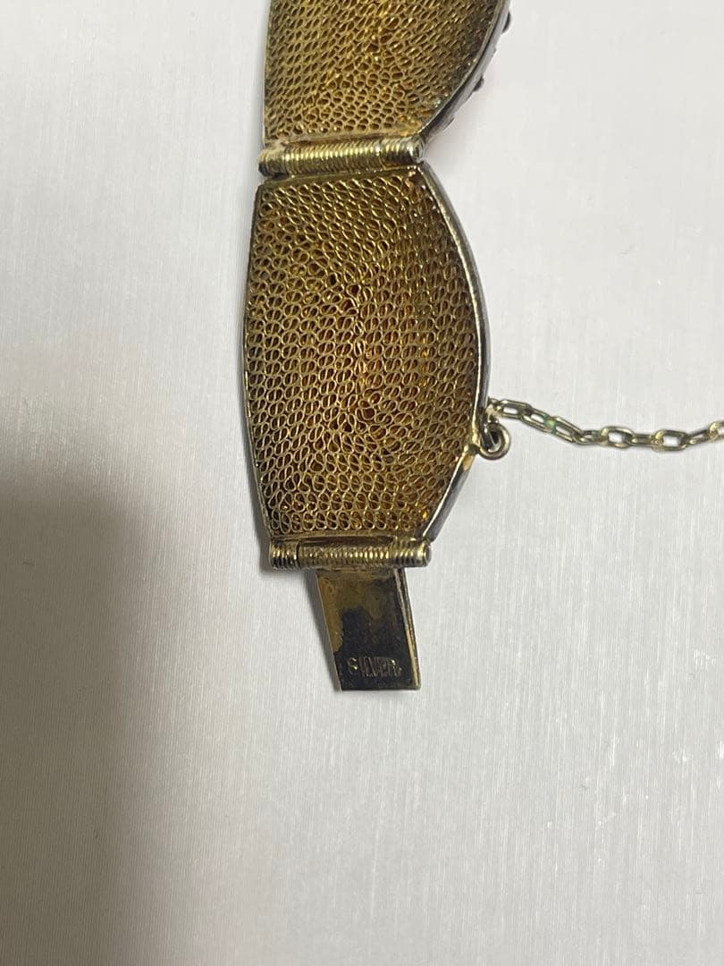 銀線細工 珊瑚SILVER ストーン ブレスレット