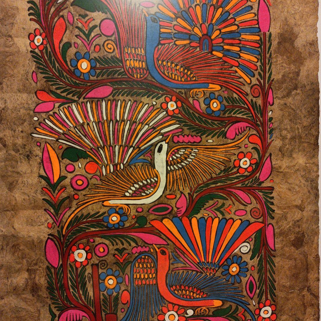 ビンテージメキシコ絵画　メキシコ伝統アマテアート