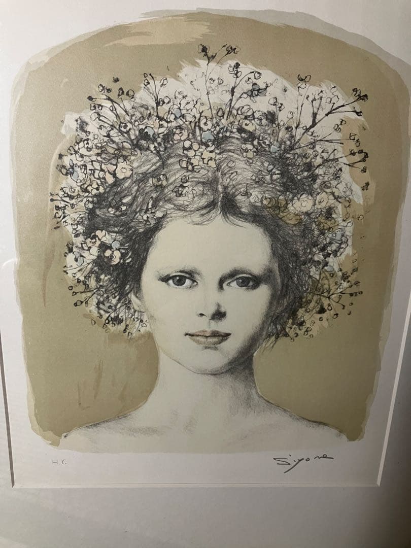 リトグラフ 芝田米三 四季の譜 日本芸術院 額付絵画 額約56x71cm