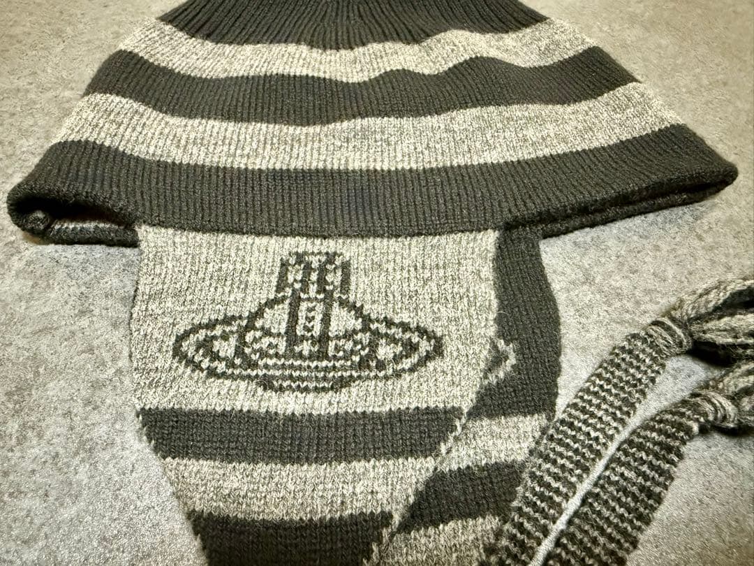 ヴィヴィアンウエストウッド　耳あて 耳当て ニット帽子 ブラック×グレー