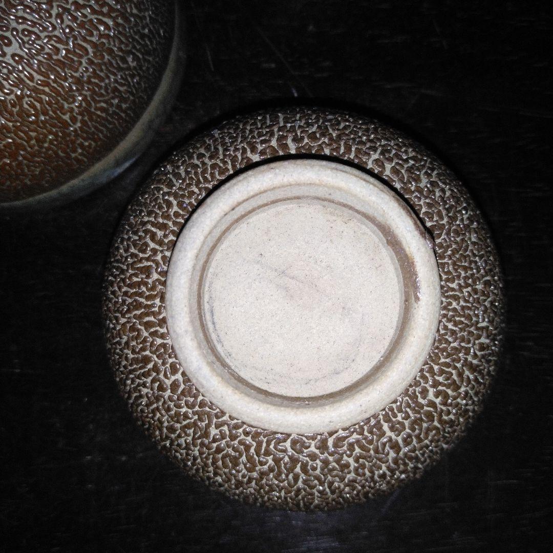 NO588 大堀相馬焼　古相馬　勿来手　鮫肌　湯呑み　5点　明治期