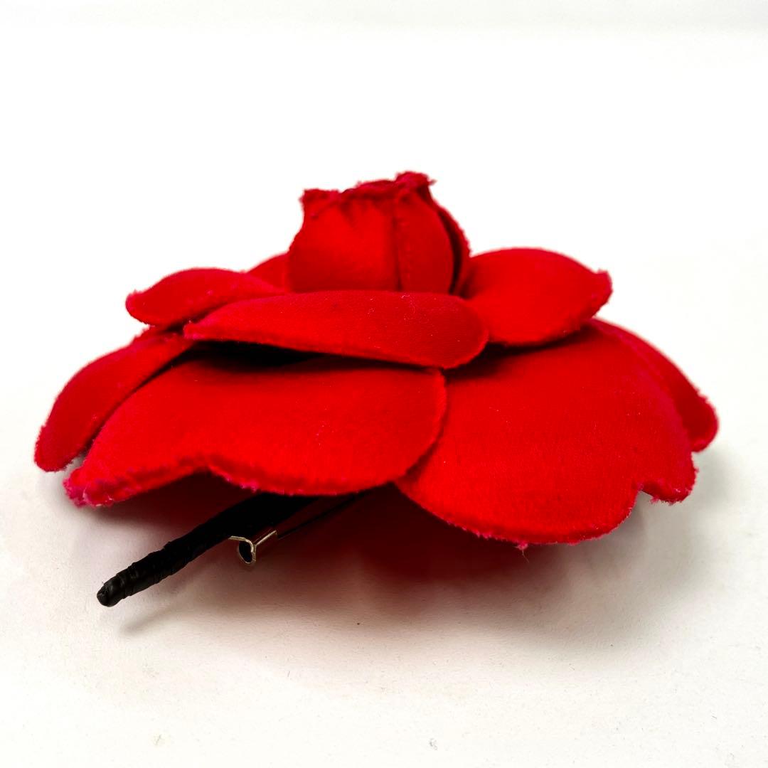 CHANEL カメリア コサージュ ブローチ シャネル ベルベット レッド 赤
