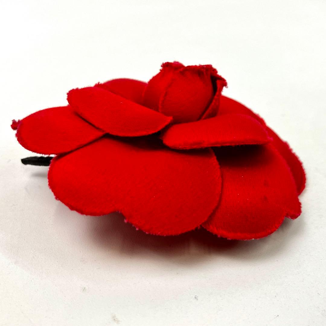 CHANEL カメリア コサージュ ブローチ シャネル ベルベット レッド 赤