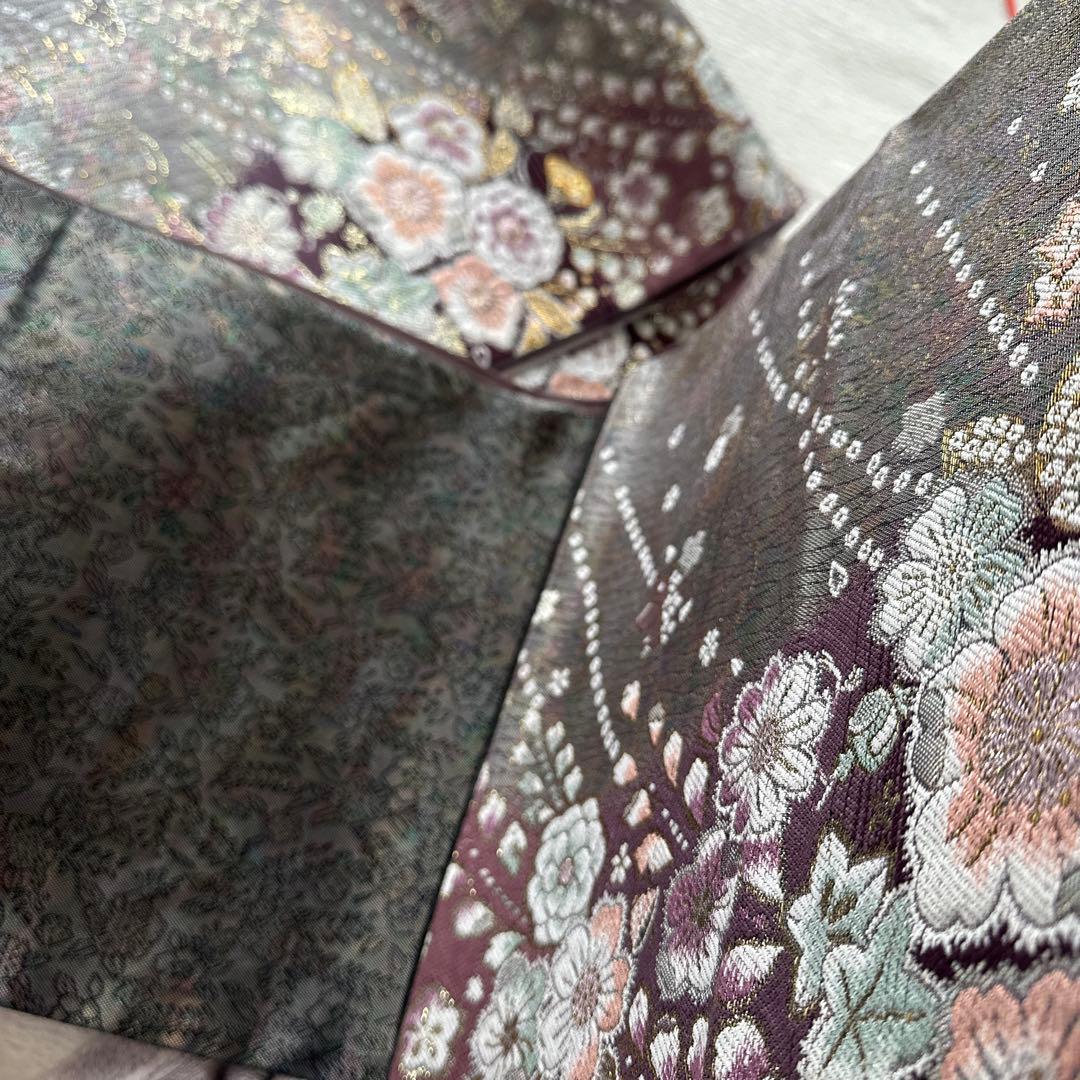 螺鈿がきらり風に揺れる辻が花　きものやまと　正絹六通袋帯