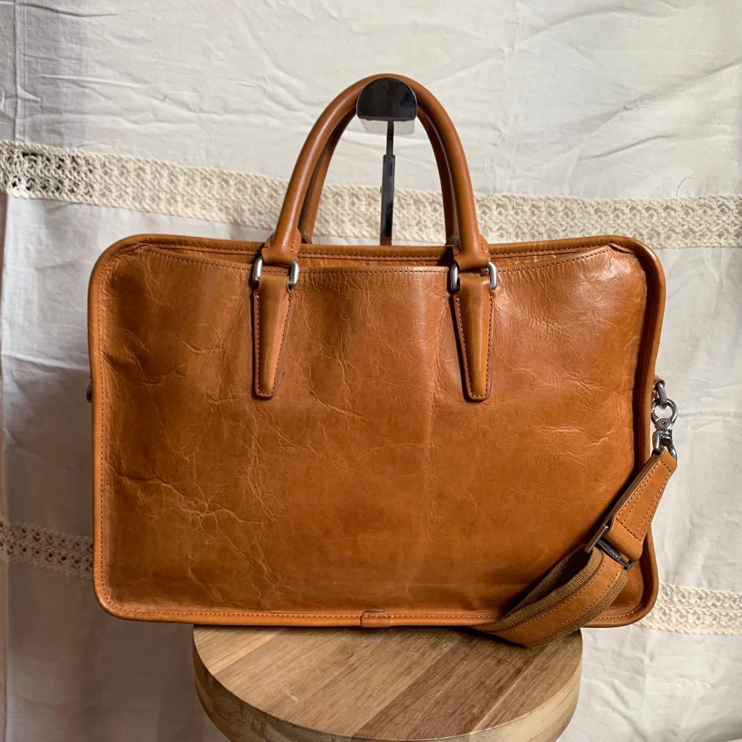 美品＊aniary アニアリ ブリーフバッグ 2way キャメル A4 ビジネス