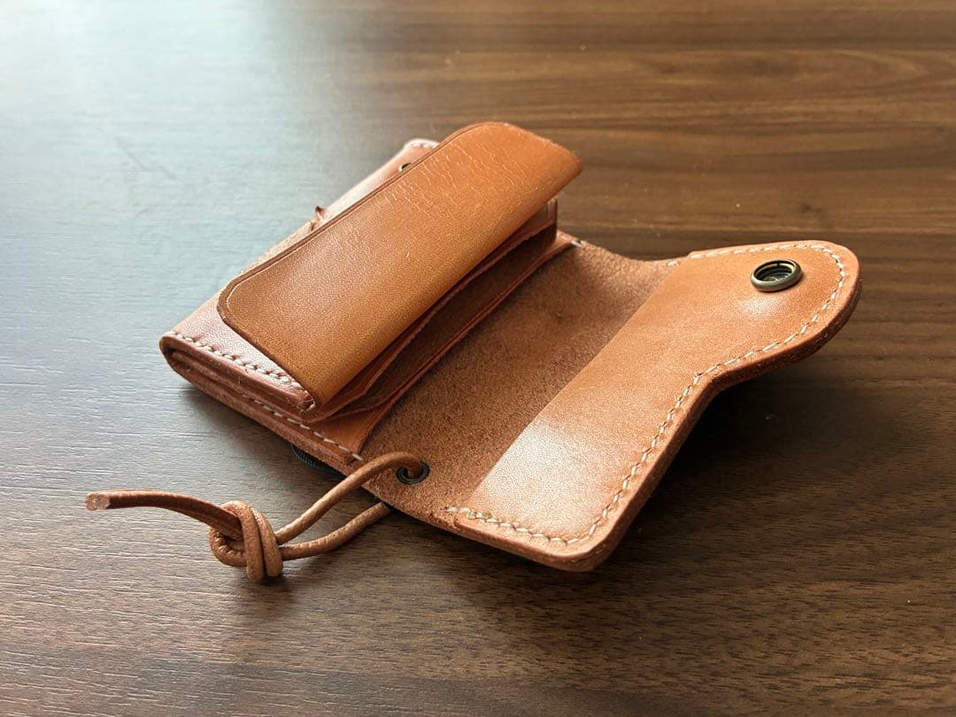 焼印　栃木レザー（サドル）　ナチュラル　コンパクト財布　ヌメ革