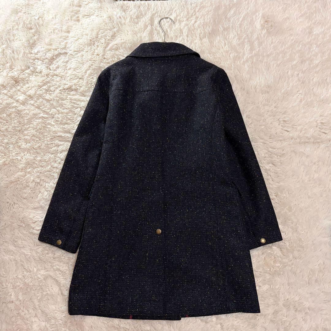 マッキントッシュフィロソフィー ネップツイード ダブルコート ネイビー 2way