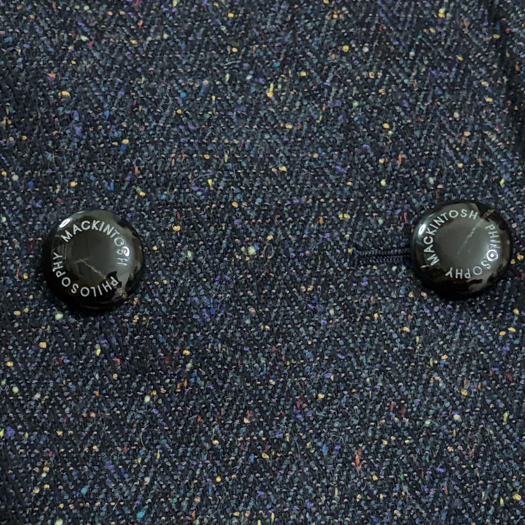 マッキントッシュフィロソフィー ネップツイード ダブルコート ネイビー 2way