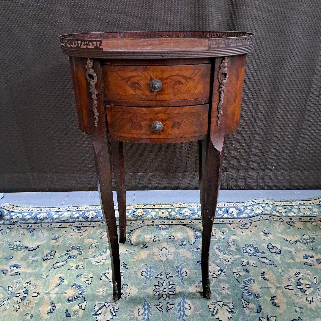 アンティークマリネール調 陶板象嵌 サイドテーブル コンソール 飾り棚 猫脚