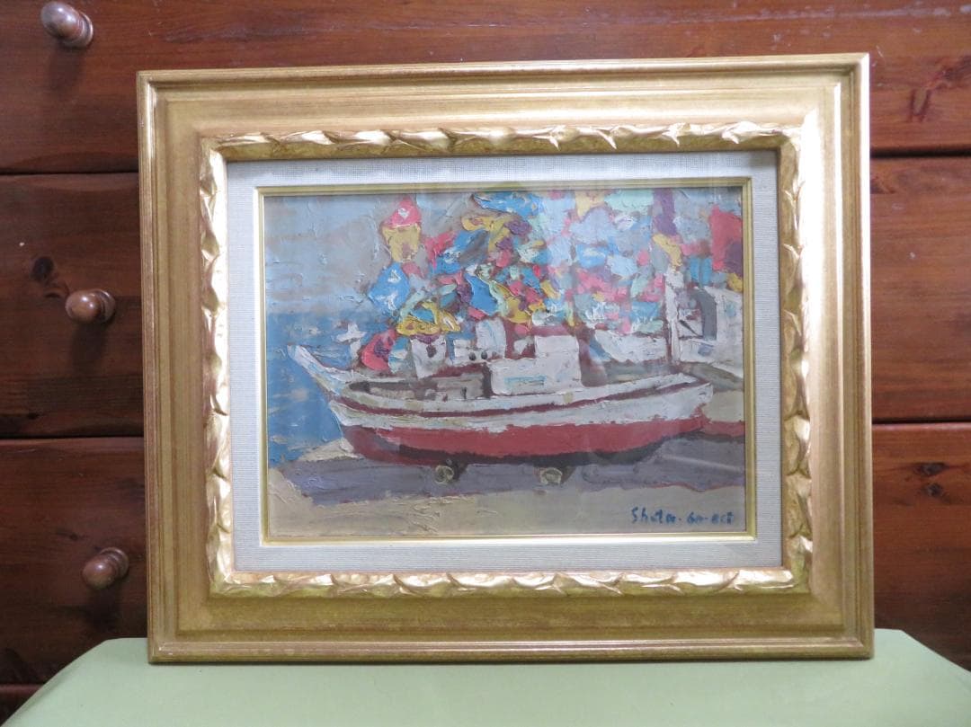 福留章太　「祭り」　油彩　F4号　国画会　国画奨学賞・褒状受賞　鳥取県