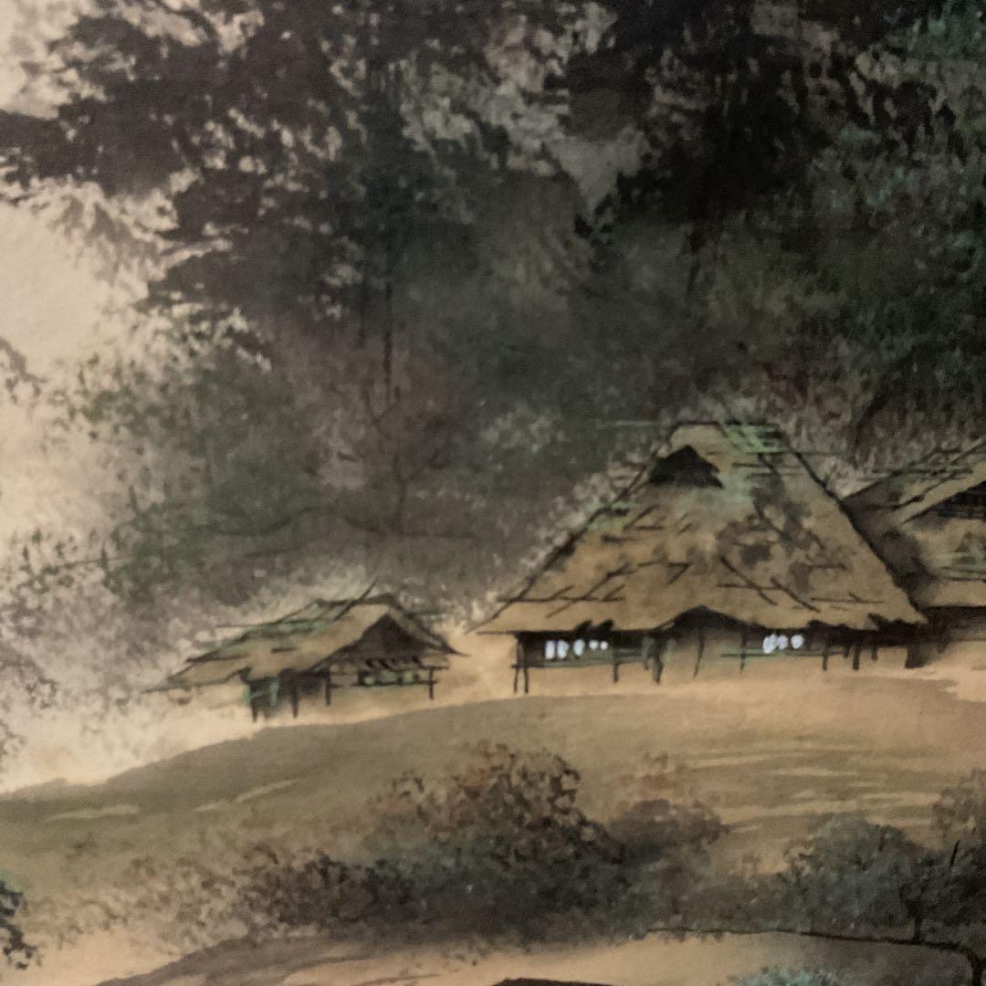 天龍筆 絹本彩色画山水図 桐共箱 タトウ箱付 肉筆画