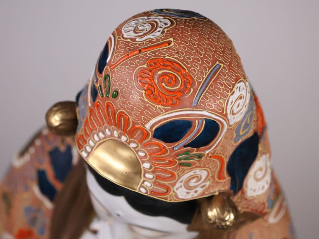 九谷焼 八幡窯 観音菩薩立像 59.4cm 金彩 色絵 置物 仏像【MA818】