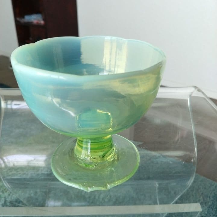 和ガラス 乳白ガラス被せ ウランガラス 2色氷コップ 大正ロマン