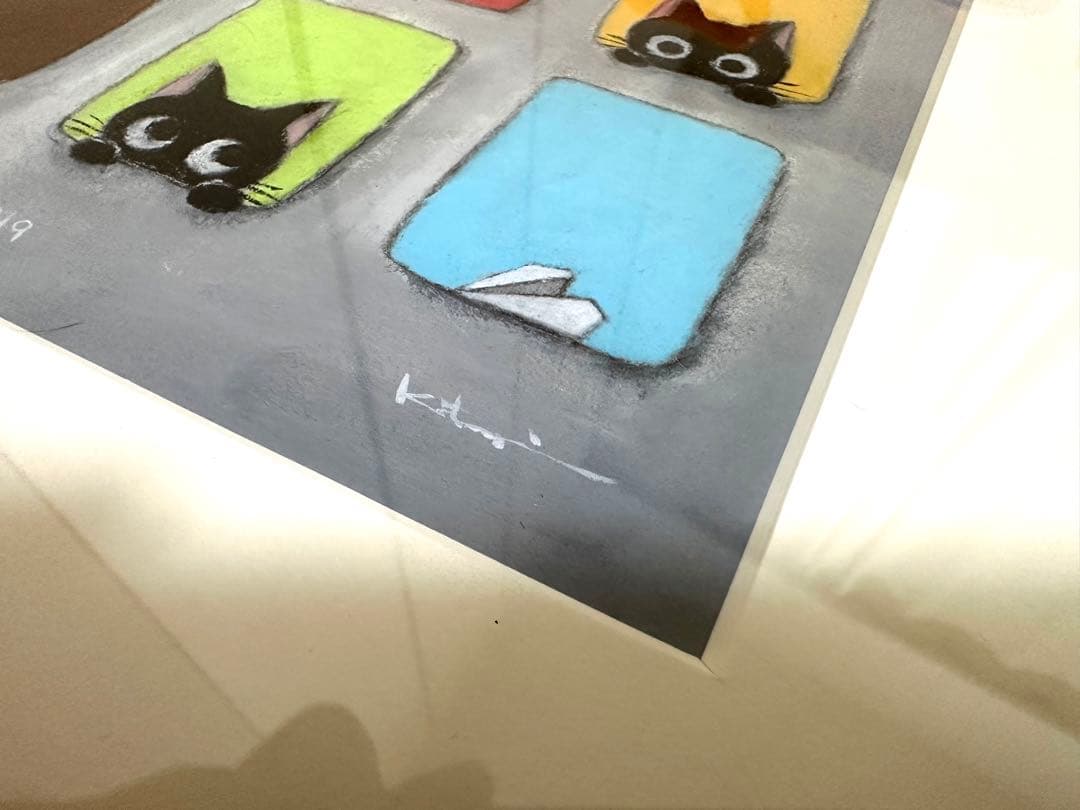 【香月和夫・アクリル画】猫の絵「one day #4」