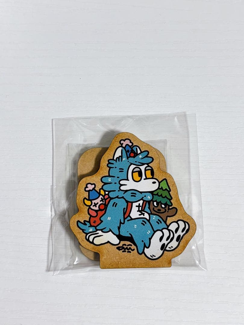 【新品/未開封】あらいきりこ おおかみくん ソフビ 青空 マーブル 木製スタンド