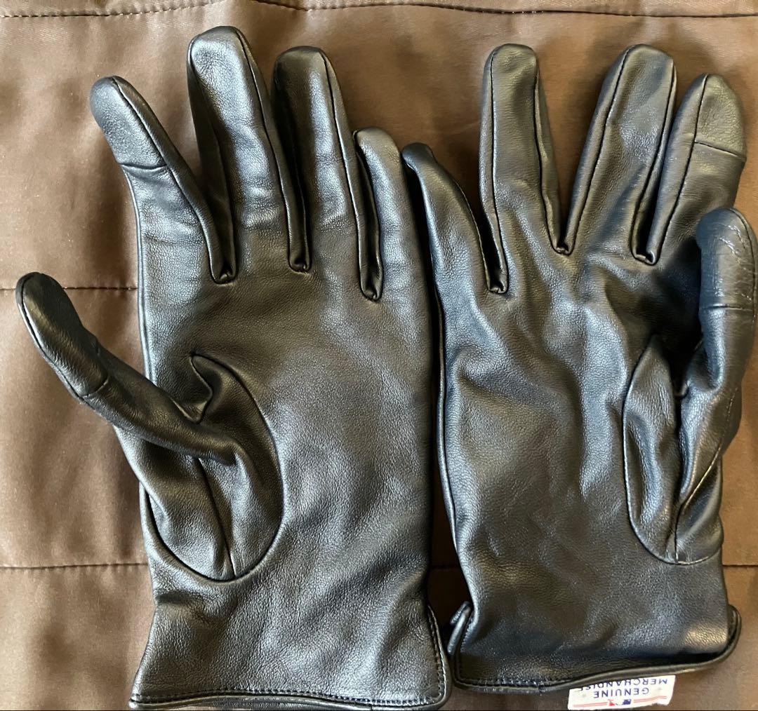 インフィールダーデザイン　ヤンキース　本革　手袋　スマホタッチ　ネイビー