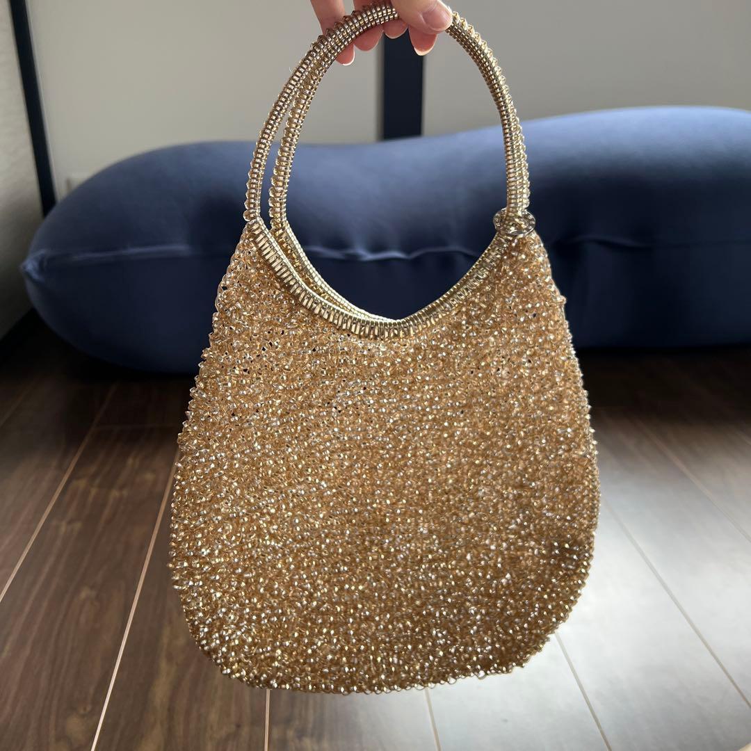 【極美品】AMTEPRIMA アンテプリマ　ラウンドバッグ　シャンパンゴールド