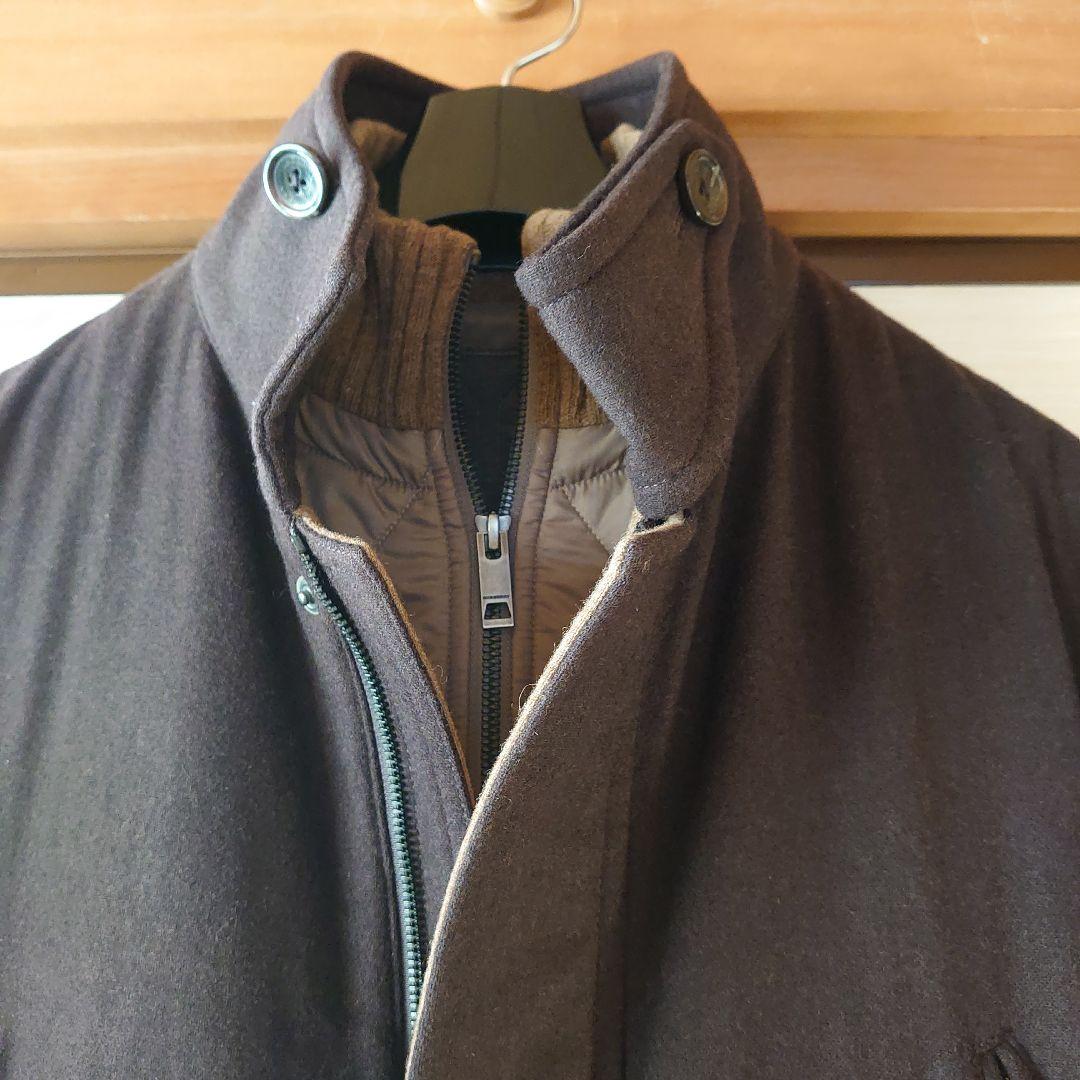 バーバリー　ダークブラウン キルティングインナー付きメンズミドルコート