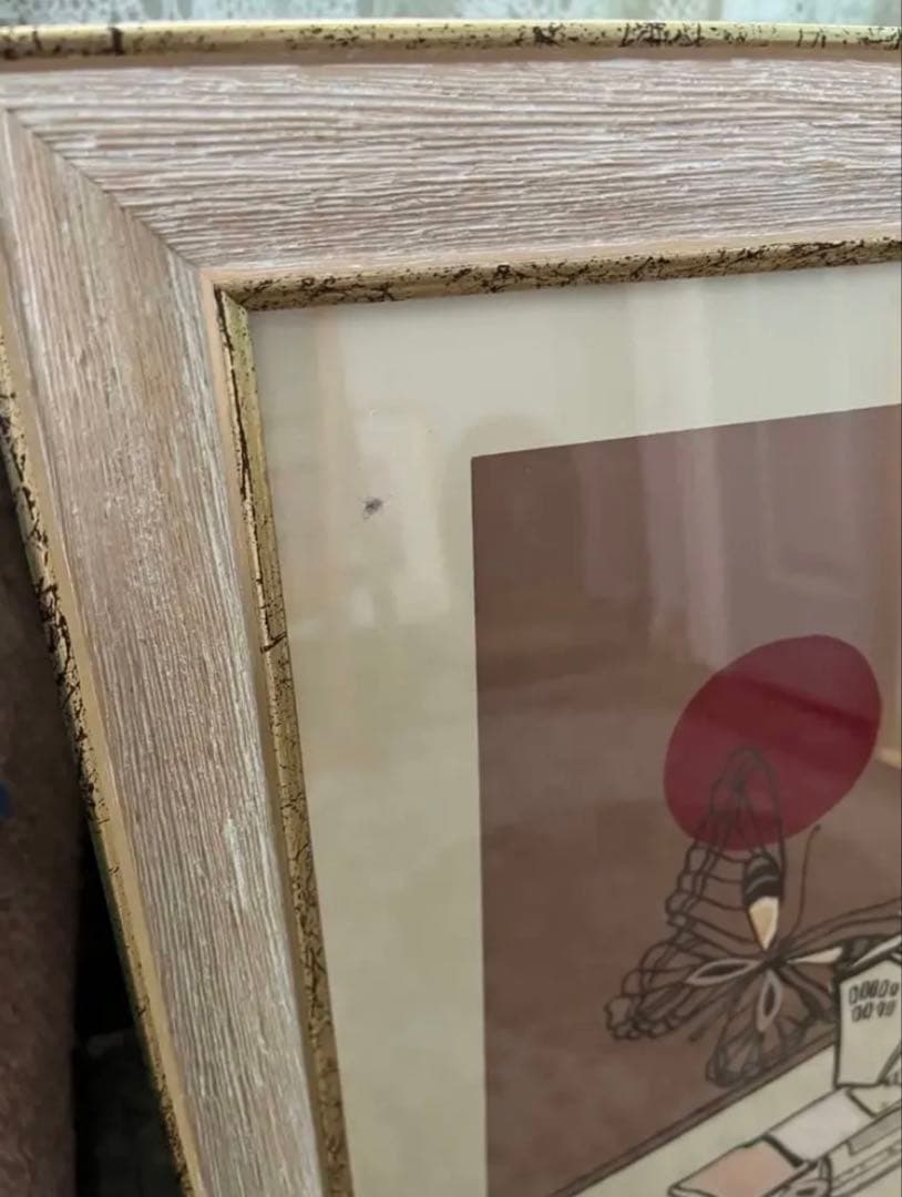 シルクスクリーン　限定版　サイン、ED有　額入り　ジニー・キム　希少　蝶