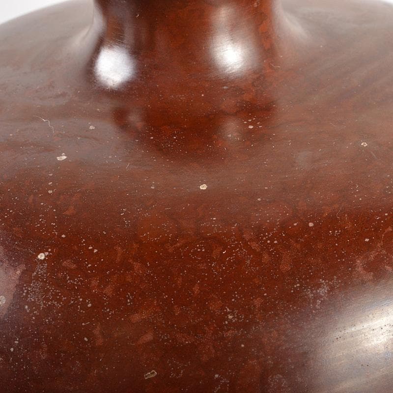 高岡銅器　勘渓工房　朱銅　平丸形花瓶　花入　共箱　M　R6074C