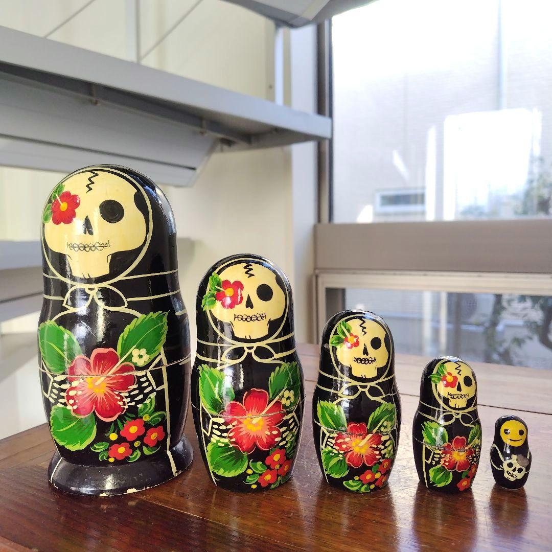 レア！suicoke スイコック スカルマトリョーシカ ブラック×レッドフラワー