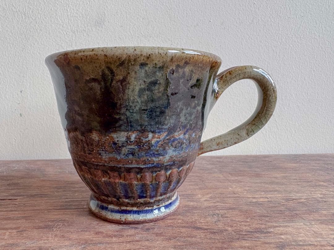 イムサエム　コーヒーカップ　線刻紋　大きいサイズ　使用品　美品