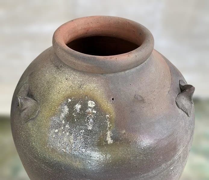 琉球焼の三耳締壷 大花瓶 高さ68cm 古民具 甕 壷屋焼 水瓶