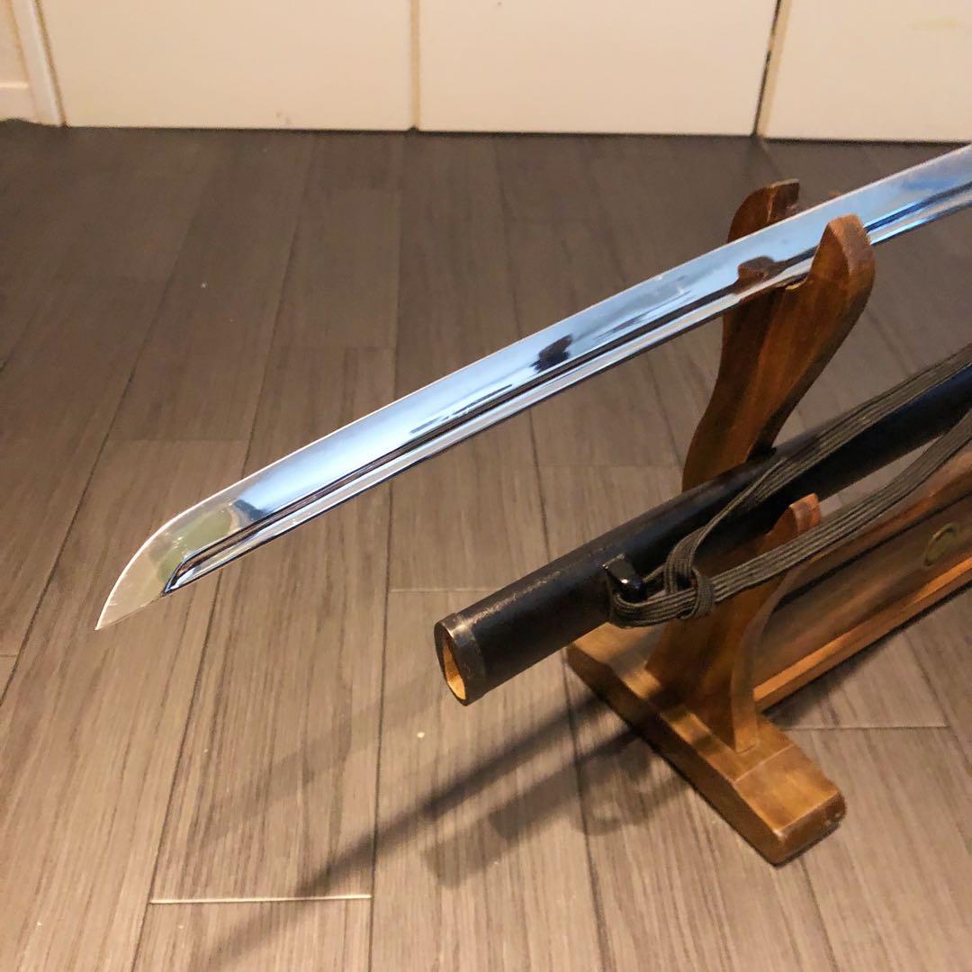 高級模造刀　居合刀　樋入り刀身　黒拵え　亜合金刀身