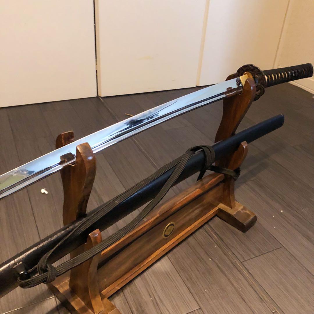 高級模造刀　居合刀　樋入り刀身　黒拵え　亜合金刀身