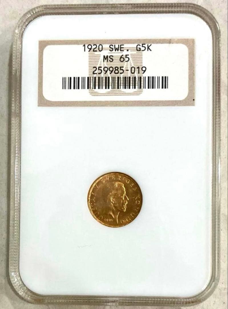 ★★★★やっちゃん★★★★1920年スウェーデン5クローナ金貨★MS65