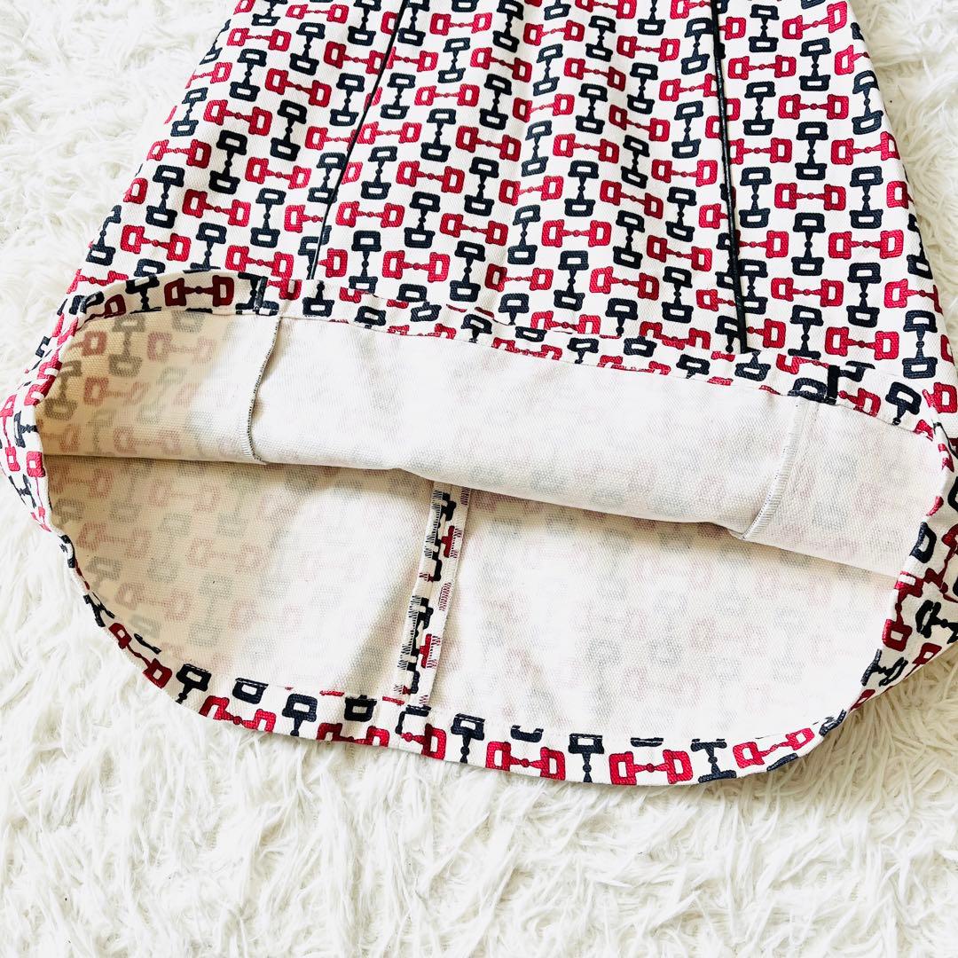 【新品タグ付き✨】GUCCI　ひざ丈スカート　ズゥミ金具　ホースビット柄　レザー