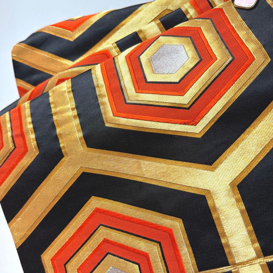 6 振袖フルセット 正絹 オフホワイト 橙 金彩 駒刺繍 刺繍 レトロ 古典