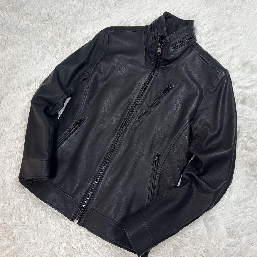 すずたろー 様 AKM シングル レザージャケット ダイヤキルト L WJK.