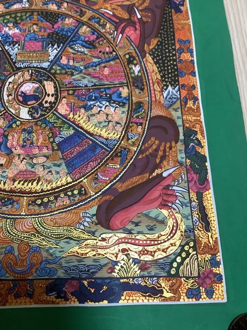 《 チベット密教　新品　1点物 》 六道輪廻　曼荼羅　手描き　仏教　密教　26