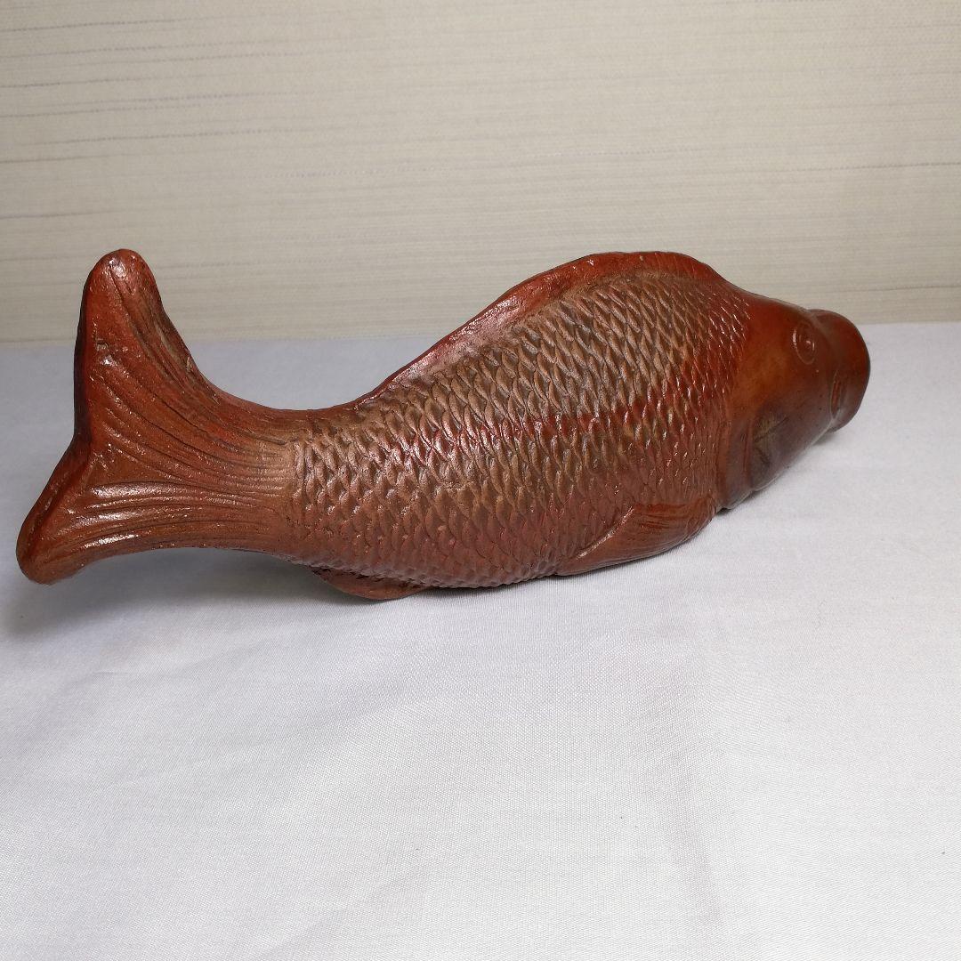 明治時代 備前焼 魚掛け花入 細工物 オブジェ 陶彫 緋襷 花器 工芸品 花瓶